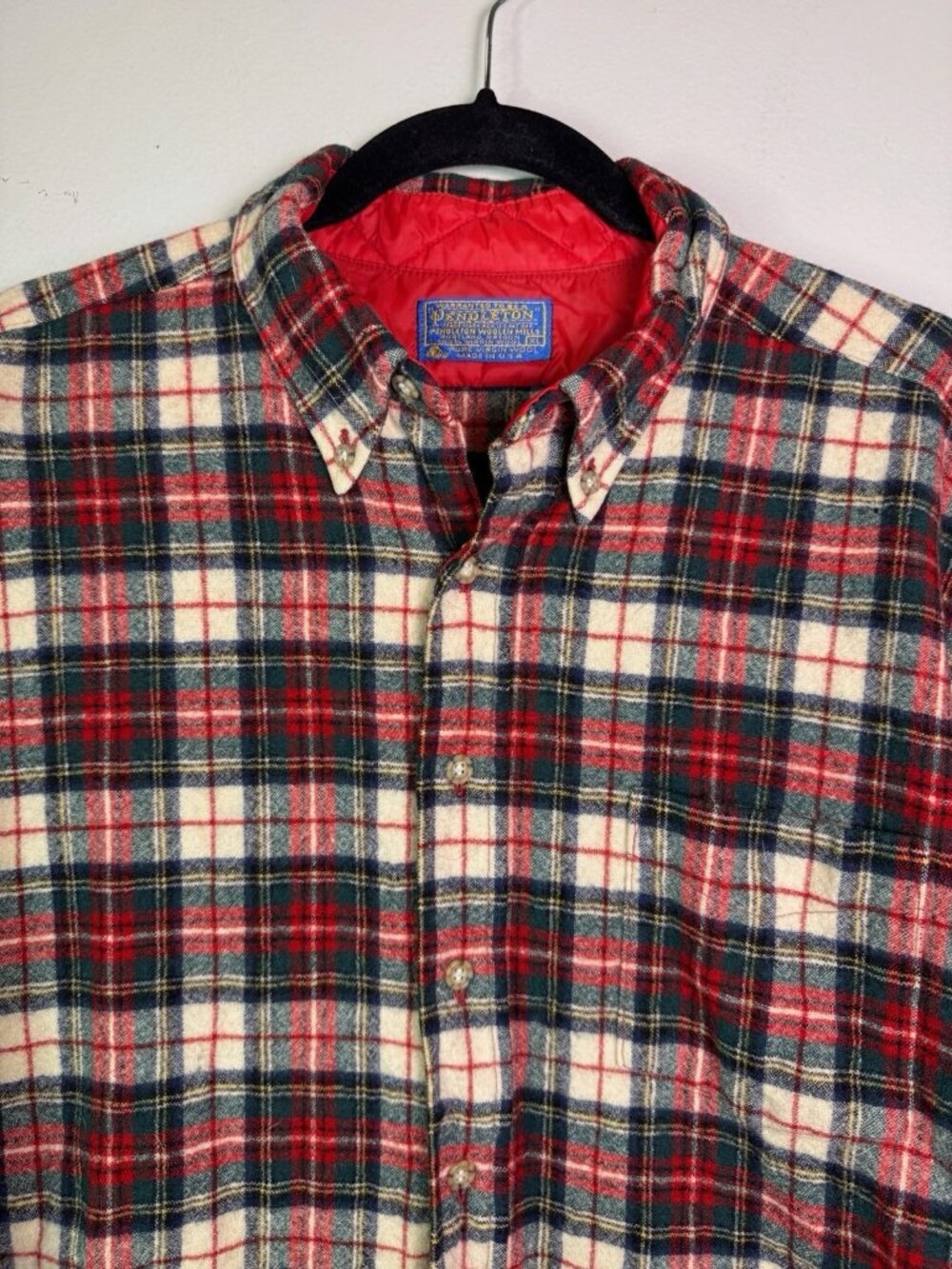 VTG Pendleton Men's Wool Red Plaid Flannel Button Down Shirt Size XL USA